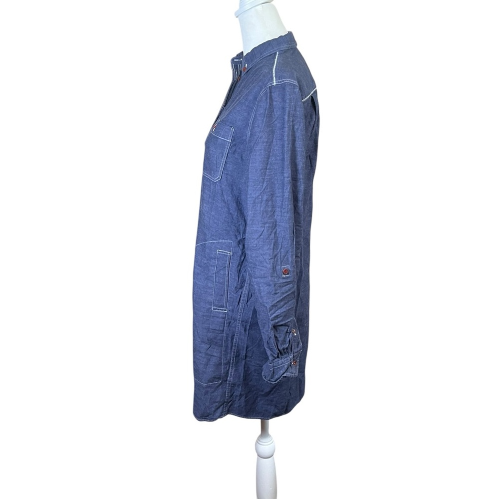 FRED PERRY Women’s Denim Shirt Dress Button-up Long Sleeve Preppy Sz 4 US 8 UK - Picture 6 of 11